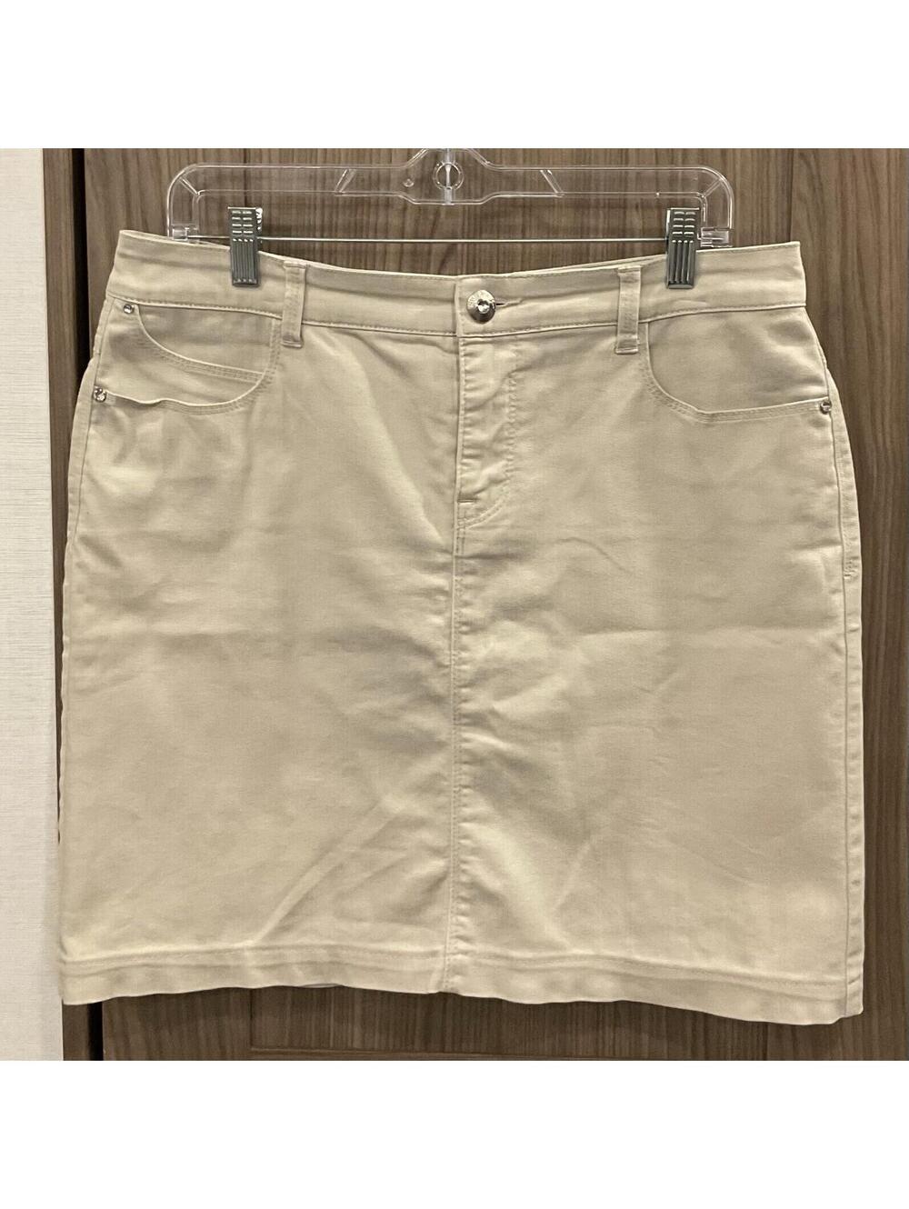 Style And Company Womens Beige denium Mini Skirt W/ Rhinestones Size 12